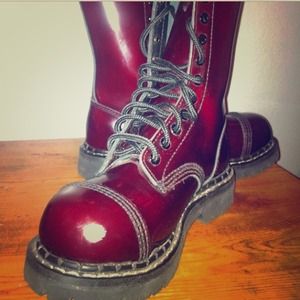 T.U.K leather steel toed boots