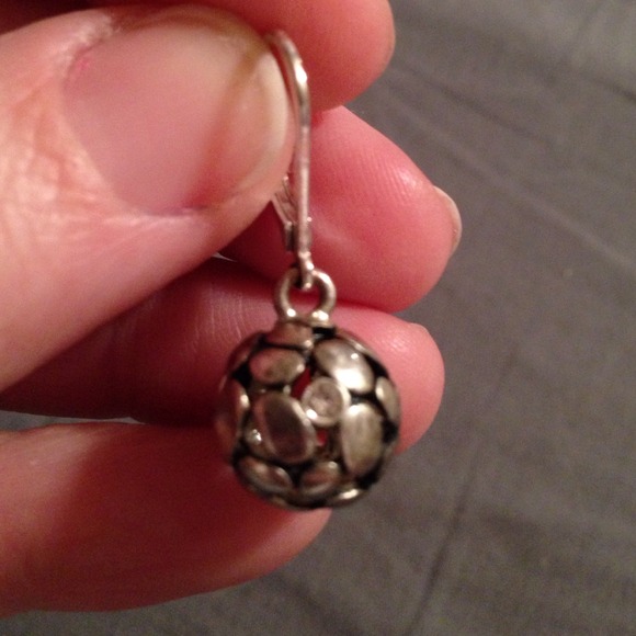 Silver Ball Earrings with clasp - Picture 2 of 2