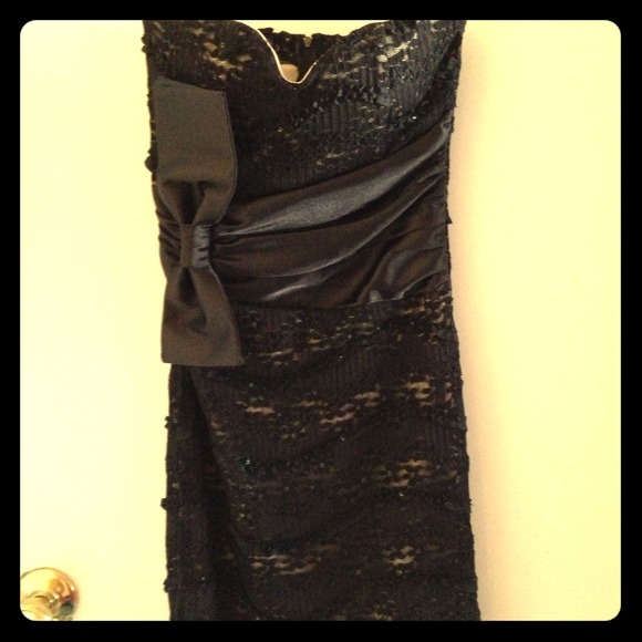 Black and Beige Lace formal dress