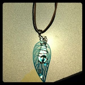 Handmade glass mushroom glass drop bead necklace