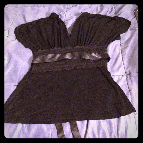 Black V-Neck dress shirt