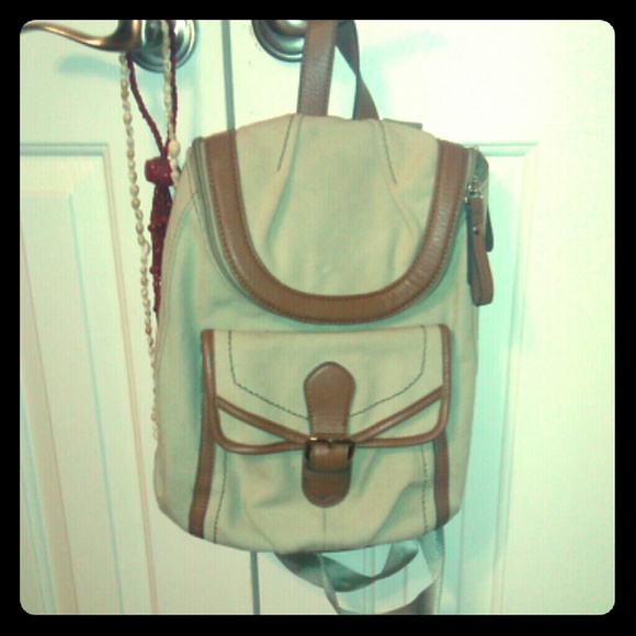 Tan and brown small purse backpack