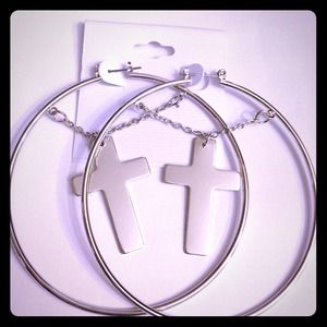 Cross hoop earrings