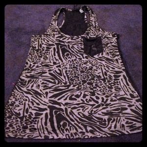 Black and gray cheetah with lace top