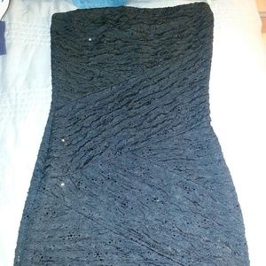 Black shiny mini tube dress
