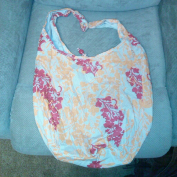 Pink orange and beige beach bag