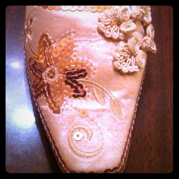 Gold beaded slippers