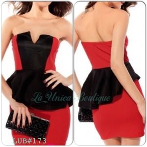Black & Red Peplum Dress