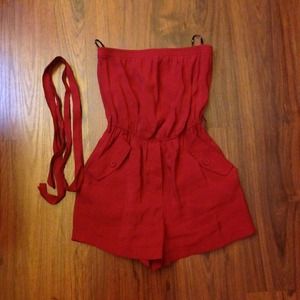 🎉FREE🎉 Red Romper with Belt