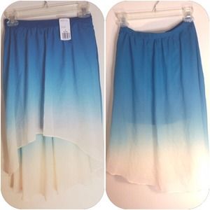 NWT F21 Sky Blue Ombre High-Low Skirt