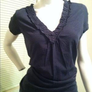 Jcrew navy slub vneck cotton knit tee