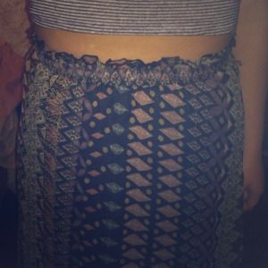 Printed polyester high-low skirt