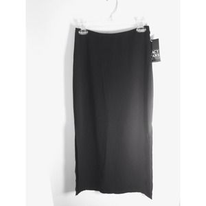 Vintage Double-Slit Black Maxi Skirt