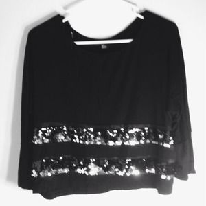 F21 Black Cropped Sequin Top