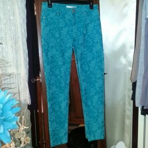 Turquoise Stretch Skinny Print Jeans / wore once