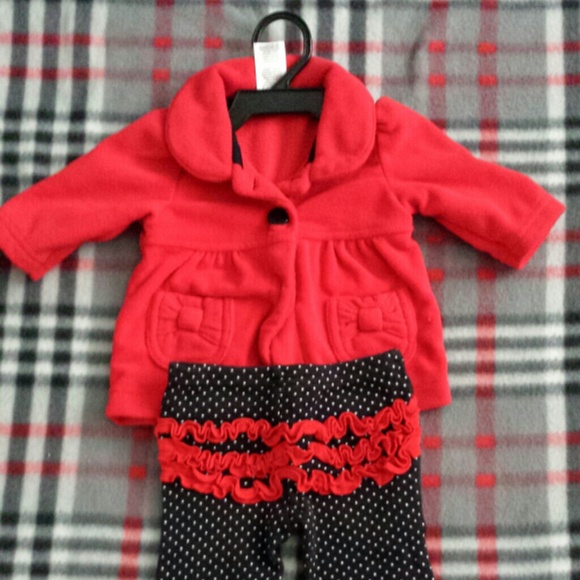 Polka dot and red outfit