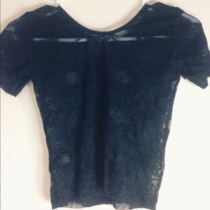 NEW American Apparel Black Lace Cropped Top