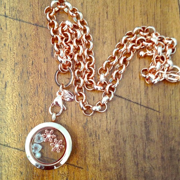 Origami rose gold locket and chain