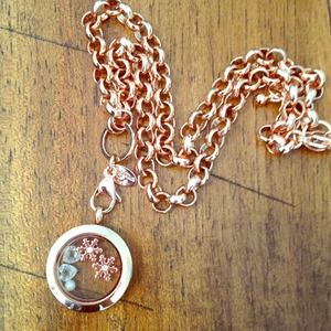 Origami rose gold locket and chain