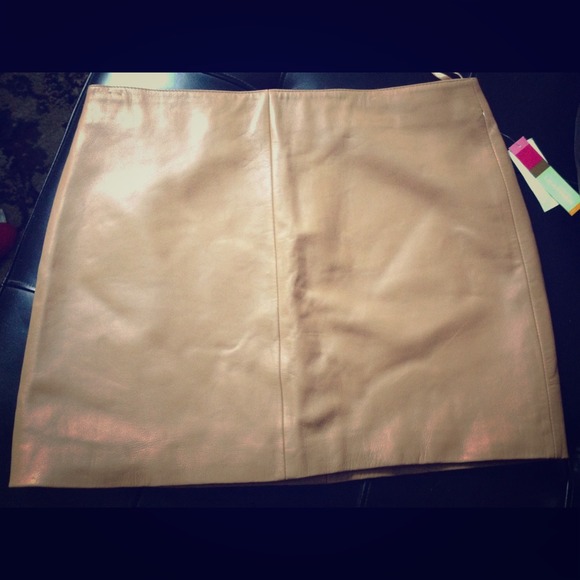 NWT Genuine Leather Camel Colored Skirt