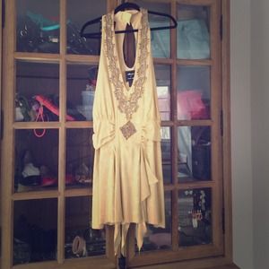 Nicole miller cocktail beaded silk cocktail dress