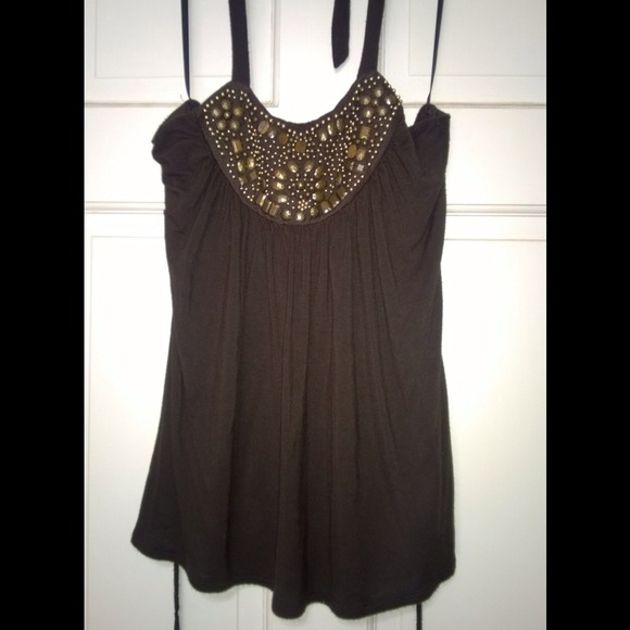 IZ Brown Embellished Summer Top