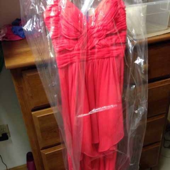 Hot Coral Prom Dress - Picture 3 of 4