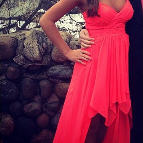 Hot Coral Prom Dress - Picture 4 of 4