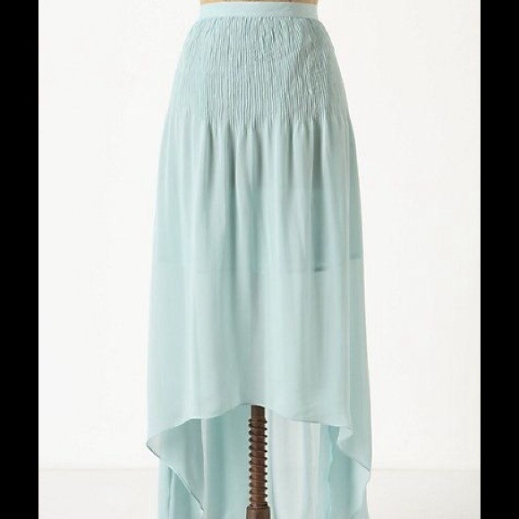 all saints (Anthropologie) gauzy mint maxi skirt