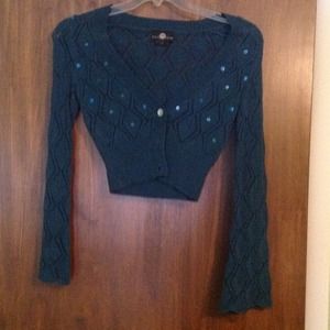 Teal Crop Cardigan