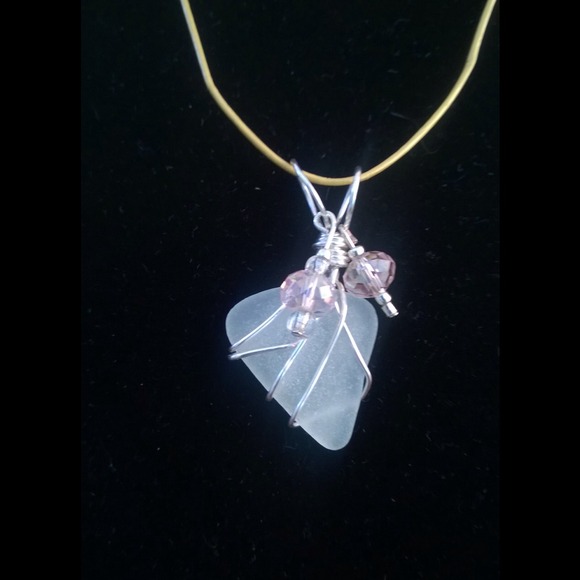 Genuine Sea Tumbled Sea Glass Pendant 18" Cord