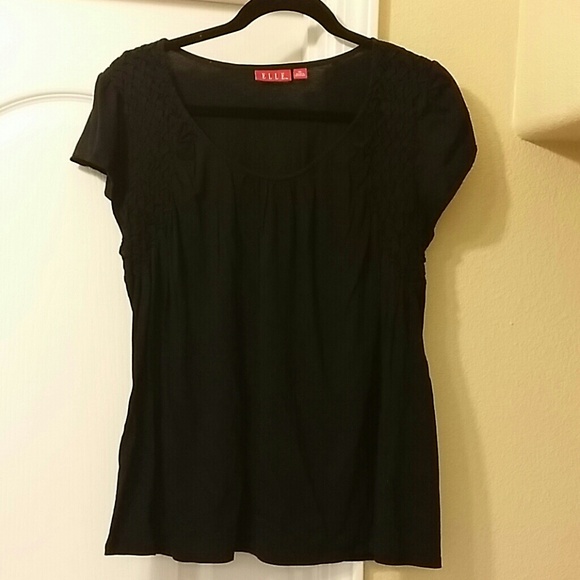 Black top with basket weave design