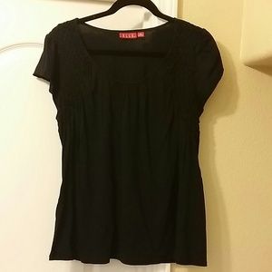 Black top with basket weave design