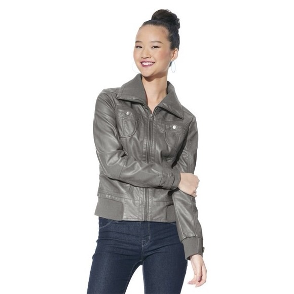 NWOT Xhilaration Grey Faux Leather Jacket Sz M!