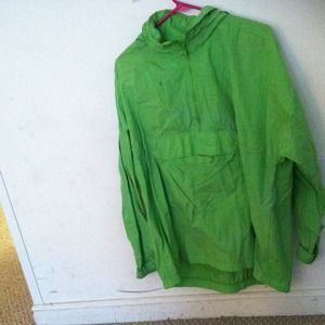 Lime green pull over hoody windbreaker