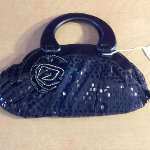 Black Purse with Wooden handles