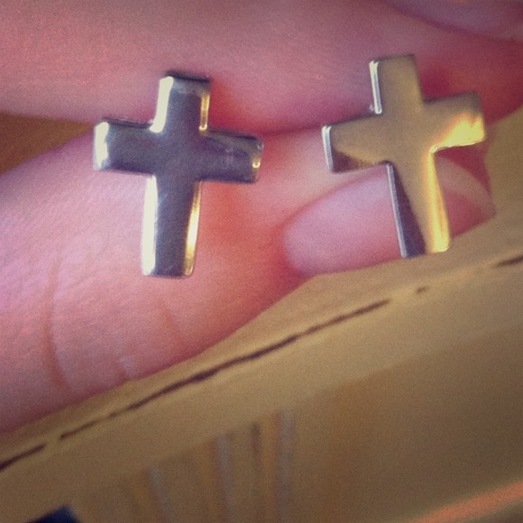 Silver cross earrings