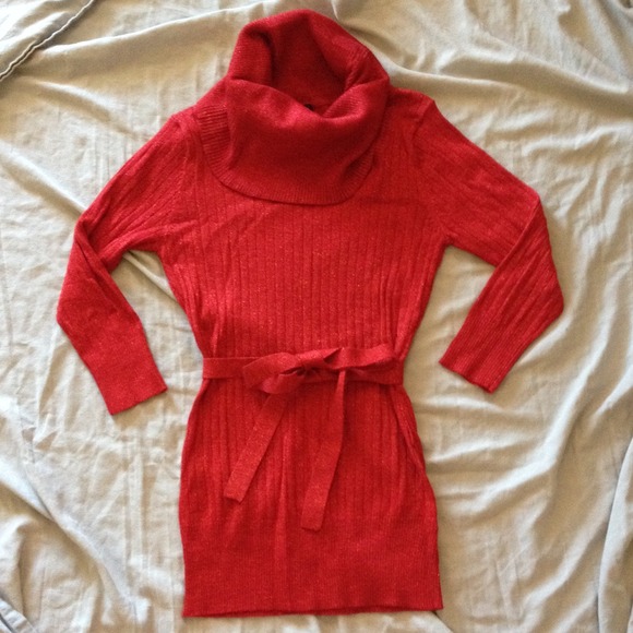 Dark red sparkly cowl neck