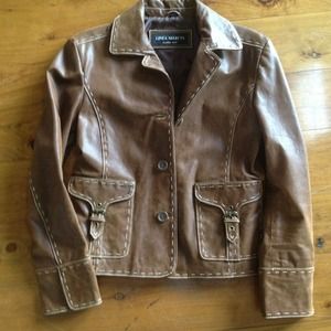Leather top stitched jacket gently used