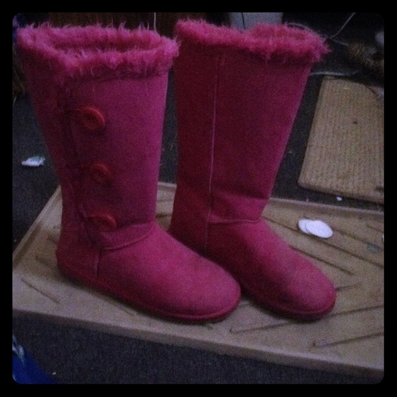 Pink button boots