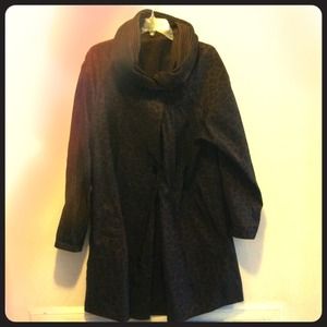 Brown leopard raincoat with cowl hood