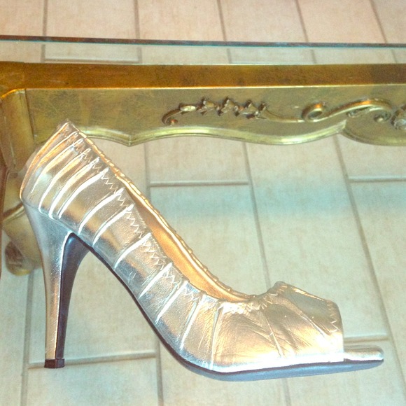 Silver Peep Toe Heels