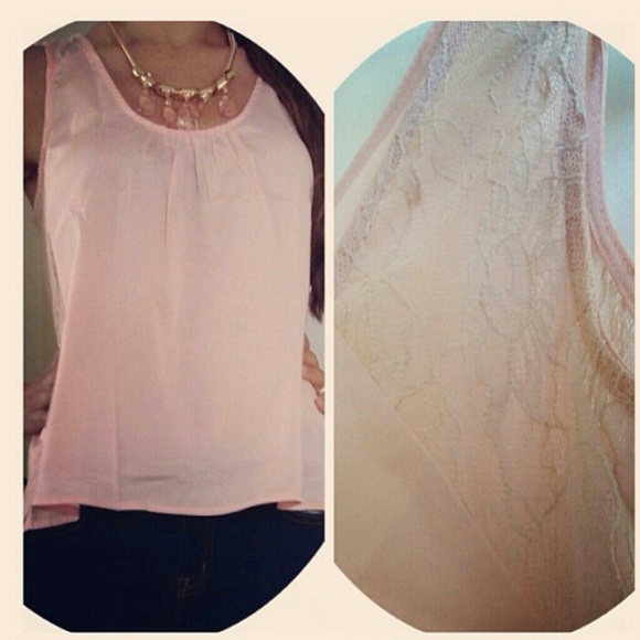 Peachy tank w/lace detail - Picture 1 of 1