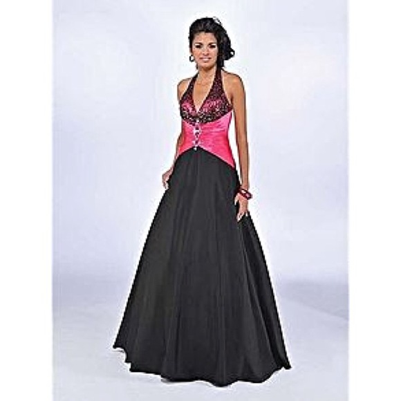 Black and Pink Prom Dress - Picture 1 of 3