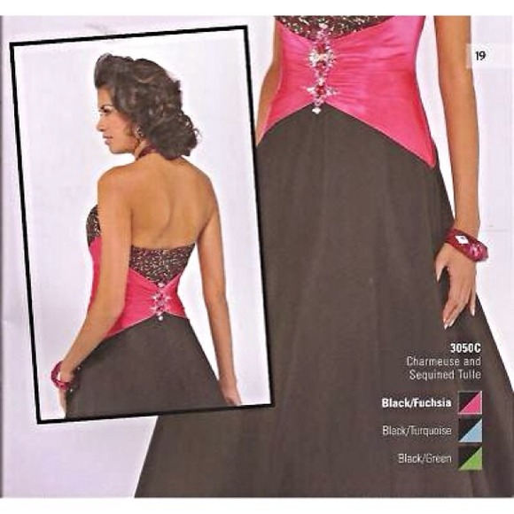 Black and Pink Prom Dress - Picture 2 of 3