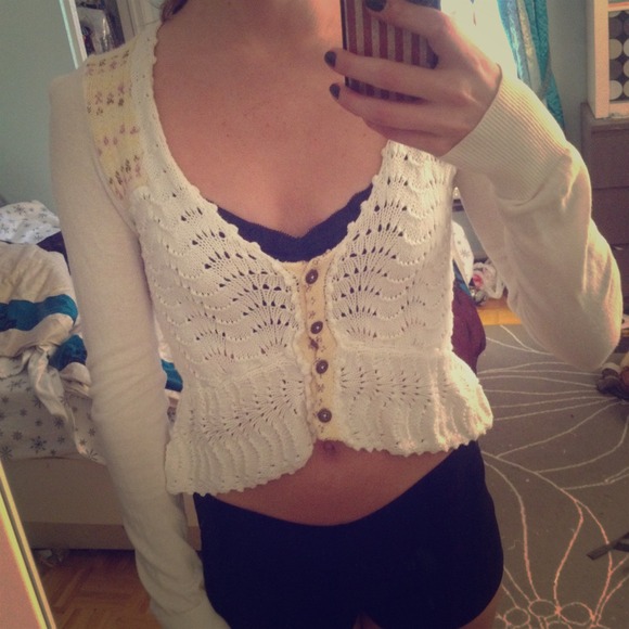 Free People Sweaters - ⬇️reduced! free people white crochet knit sweater