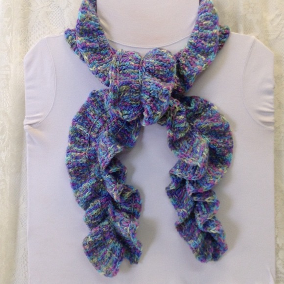Spring sale on ruffled hand crocheted scarf