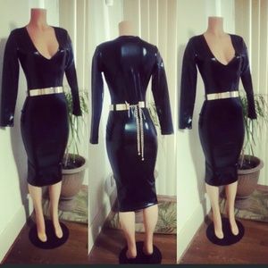 Black Leather Midi Dress