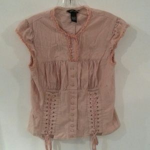 Sexy corduroy pink corset style top