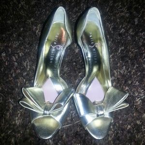 Paris Hilton metallic gold heels